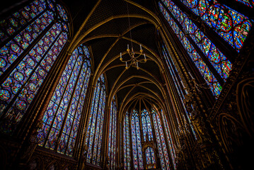 Vibrant Stained Glass in Sainte-Chapelle - Paris, France