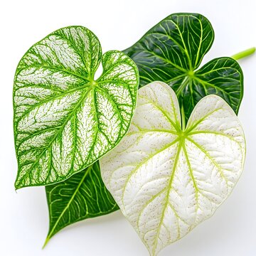 White & Green Caladium Leaves.