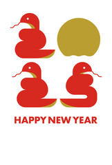 2025年巳年のシンプルなへびの2025ロゴの文字デザインがおしゃれな年賀状_白背景