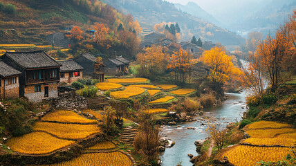 autumn landscape with lake