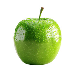 Fresh green apple with water droplets, symbolizing health and vitality, perfect for culinary, lifestyle, or nutrition themes.