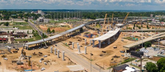 Freeway under construction in Downtown, Birmingham, Alabama, United States.