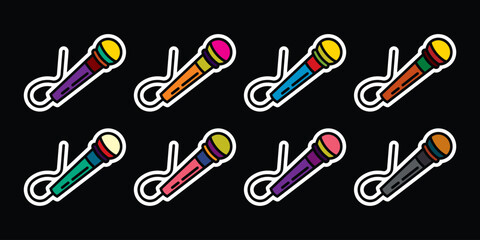Original vector icon set in vintage style. Microphone for vocals.
