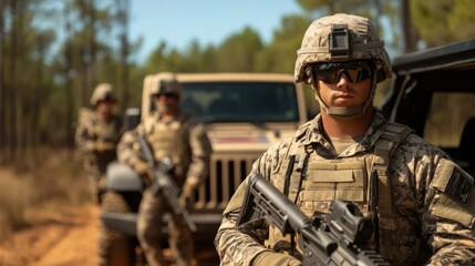 Fototapeta premium Soldier in Camouflage.