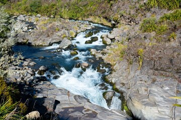water raging over the rocks, The Mahuia Rapids, Tongariro National Park
