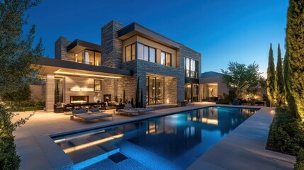 Fototapeta premium Modern Luxury Home with Swimming Pool
