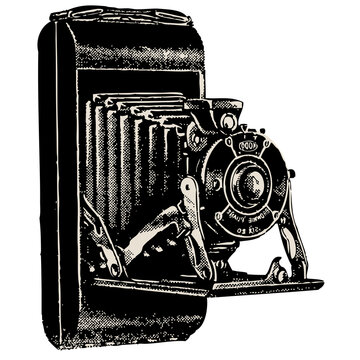 Old camera vintage illustration isolated on transparent background
