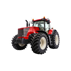 Tractor with large wheels and black tires. Suitable for agricultural, construction, and rural themed designs in need of a powerful vehicle element