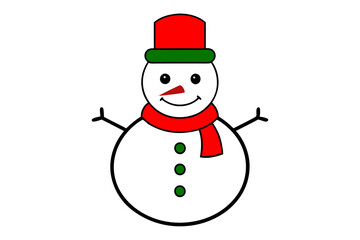 Snowman vector line art illustration