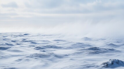 Obraz premium Snowy Landscape with Strong Wind