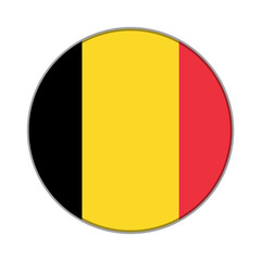 The flag of Belgium. Flag icon. Standard color. Round flag. Computer illustration. Digital illustration. Vector illustration.