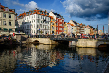 Fototapeta premium Canal in Nyhavn Harbour. Copenhagen, Denmark