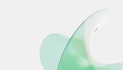 Abstract background of glass refraction in white and teal color