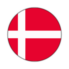 Obraz premium The flag of Denmark . Flag icon. Standard color. Round flag. Computer illustration. Digital illustration. Vector illustration.