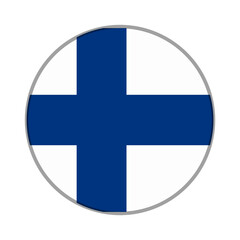 Obraz premium The flag of Finland . Flag icon. Standard color. Round flag. Computer illustration. Digital illustration. Vector illustration.