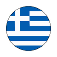 The flag of Greece . Flag icon. Standard color. Round flag. Computer illustration. Digital illustration. Vector illustration.