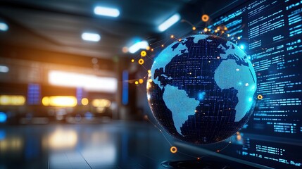 Futuristic Global Data Connectivity in Airport Infographic