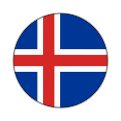 Fototapeta premium The flag of Iceland . Flag icon. Standard color. Round flag. Computer illustration. Digital illustration. Vector illustration.