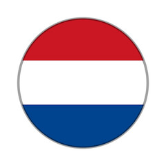 The flag of Netherlands . Flag icon. Standard color. Round flag. Computer illustration. Digital illustration. Vector illustration.