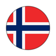 Fototapeta premium The flag of Norway . Flag icon. Standard color. Round flag. Computer illustration. Digital illustration. Vector illustration.