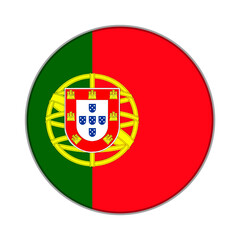 Obraz premium The flag of Portugal . Flag icon. Standard color. Round flag. Computer illustration. Digital illustration. Vector illustration.