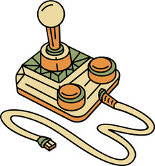 Video Game Joystick with Cable in Illustration 