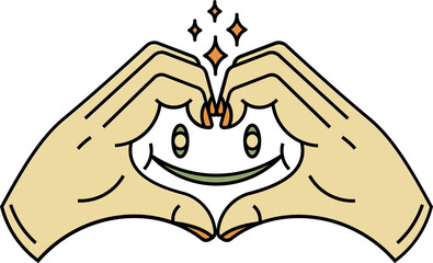 Friendship Hands Gesture in Retro Illustration