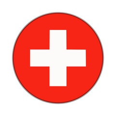 The flag of Switzerland . Flag icon. Standard color. Round flag. Computer illustration. Digital illustration. Vector illustration.
