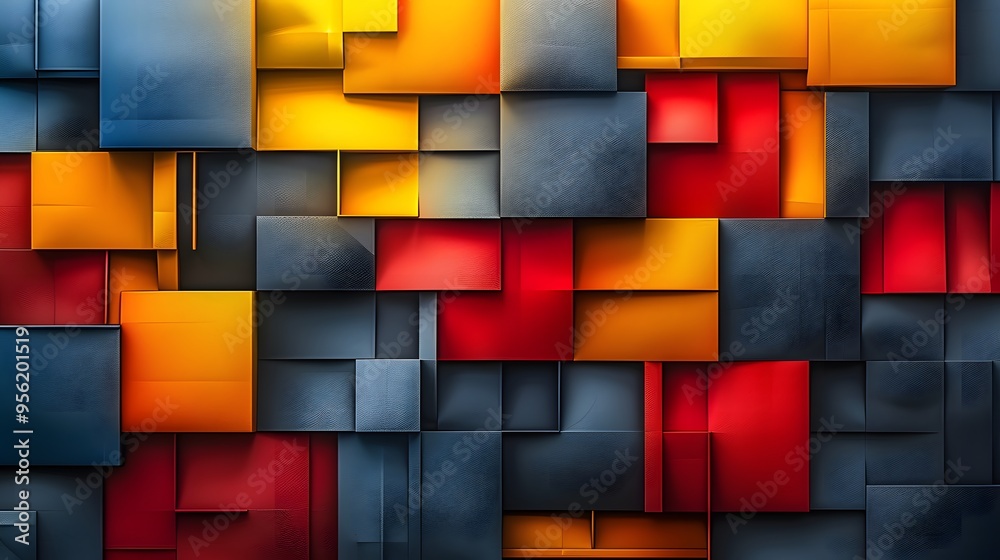 Poster abstract geometric design with vibrant colors. an abstract geometric design featuring a colorful pat