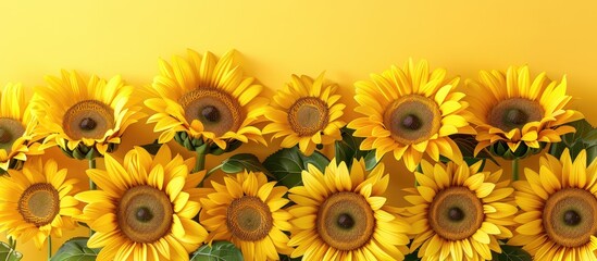 Sunflowers vibrant and large are recognized for their yellow petals and round centers ideal for a...