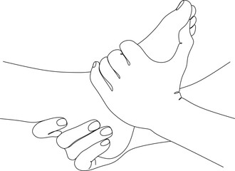 Vector illustration of foot massage, foot care concept, relaxing procedure for masseur, beautiful feet during massage for spa treatments advertising