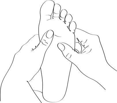 recommend clip art: Vector illustration of foot massage, foot care concept, relaxing procedure for masseur, beautiful feet during massage for spa treatments advertising