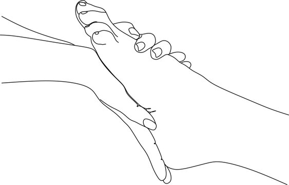 Vector illustration of foot massage, foot care concept, relaxing procedure for masseur, beautiful feet during massage for spa treatments advertising