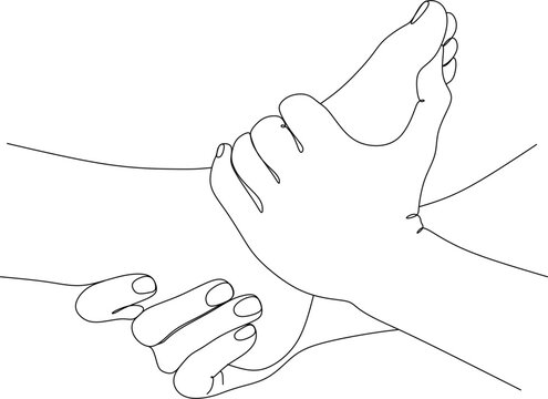 Vector illustration of foot massage, foot care concept, relaxing procedure for masseur, beautiful feet during massage for spa treatments advertising