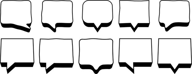 Obraz premium 3D Speech Bubble Icons Set in Various Shapes, Perfect for Chat Interfaces, Messaging Apps, and Communication Design Elements in Modern User Interface and Graphic Design Projects