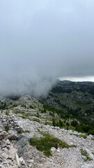 Mountain fog on the peak of Biokovo, Croatia, Adriatic coast