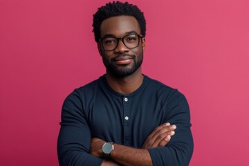 Obraz premium Afro American man posing confidently in front of camera