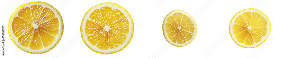 Poster Slice of lemon isolated on white background with full depth of field.