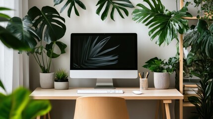 Fototapeta premium Home Office Decor with Plants