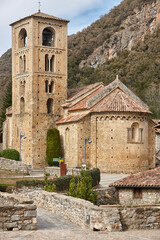 Picturesque medieval village with romanesque church. Girona. Catalonia, Spain