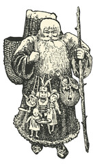Santa Claus vintage illustration isolated on transparent background