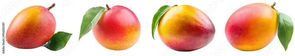 Poster a mango isolated on a white background, with a clipping path, in full depth of field