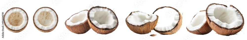 Poster An isolated coconut on a white background with a full depth of field and clipping path.
