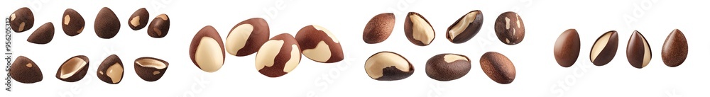 Poster full-depth depth of field clipping path, isolated brazil nut on white background