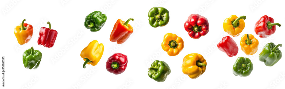 Aufkleber paprika falling from the sky as it is clipped with a clipping path, with full depth of field, isolat