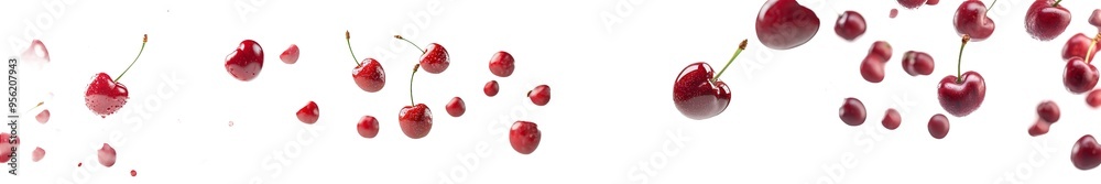 Poster isolated fall cherry on white background with selective focus