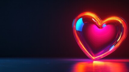 Design Template of Neon Illuminating Heart