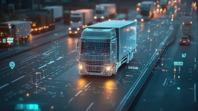 A digital dashboard showing real-time tracking of parcels in transit, symbolizing the transparency and technology in modern parcel transport. Plenty of space for copy.