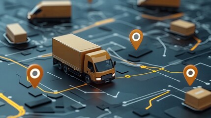 A map with multiple delivery routes highlighted, symbolizing the logistics and planning involved in parcel transport. Plenty of space for copy or promotional content.