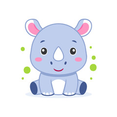 Fototapeta premium Rhinoceros Rhino Cute Small Cartoon Baby Animal Character 